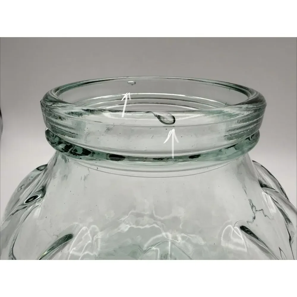 Italian Pumpkin Shaped Green Glass Apothecary Jar Canister 6” Cork Lid Italy